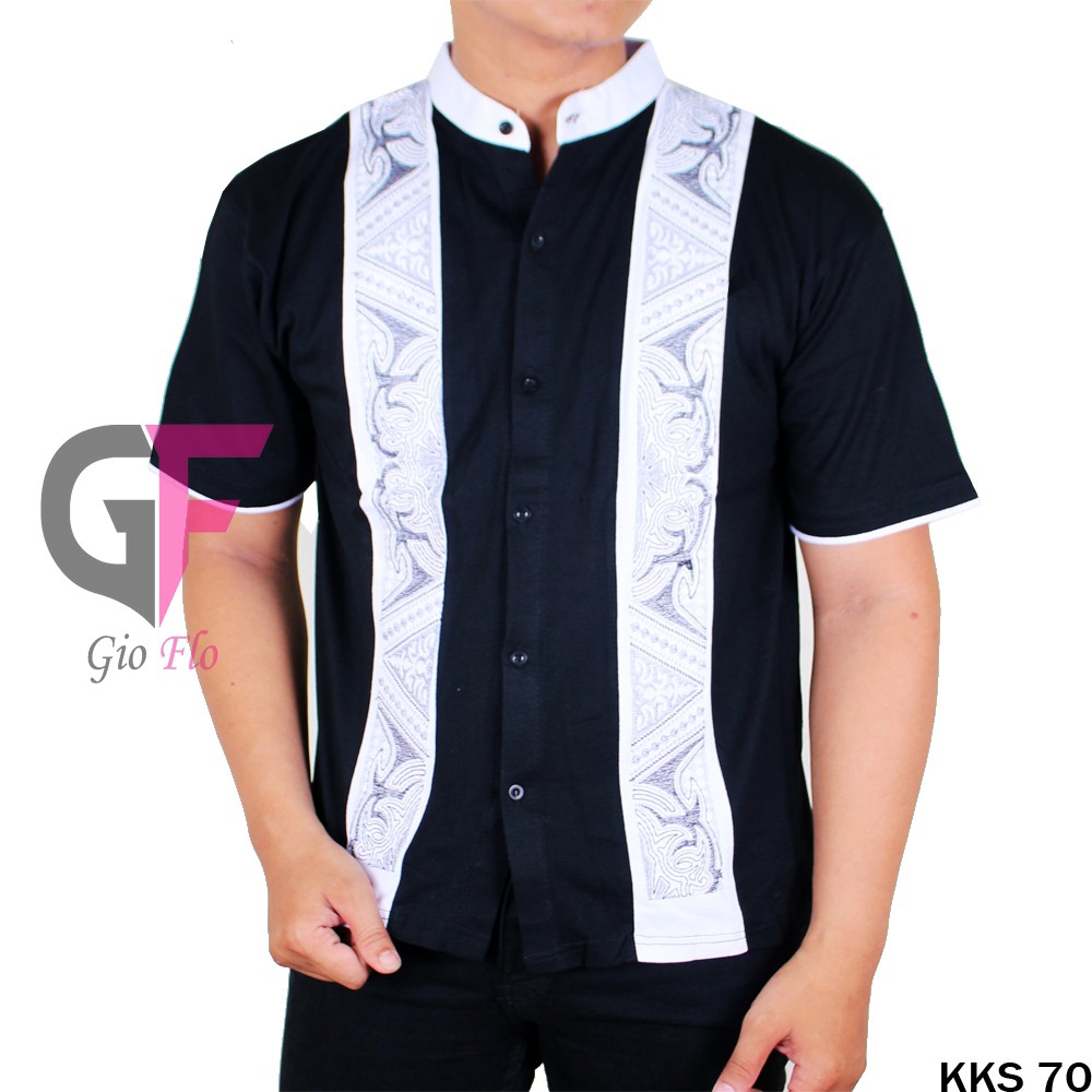 GIOFLO Baju Koko Lengan Pendek Modern Bordir Terbaru