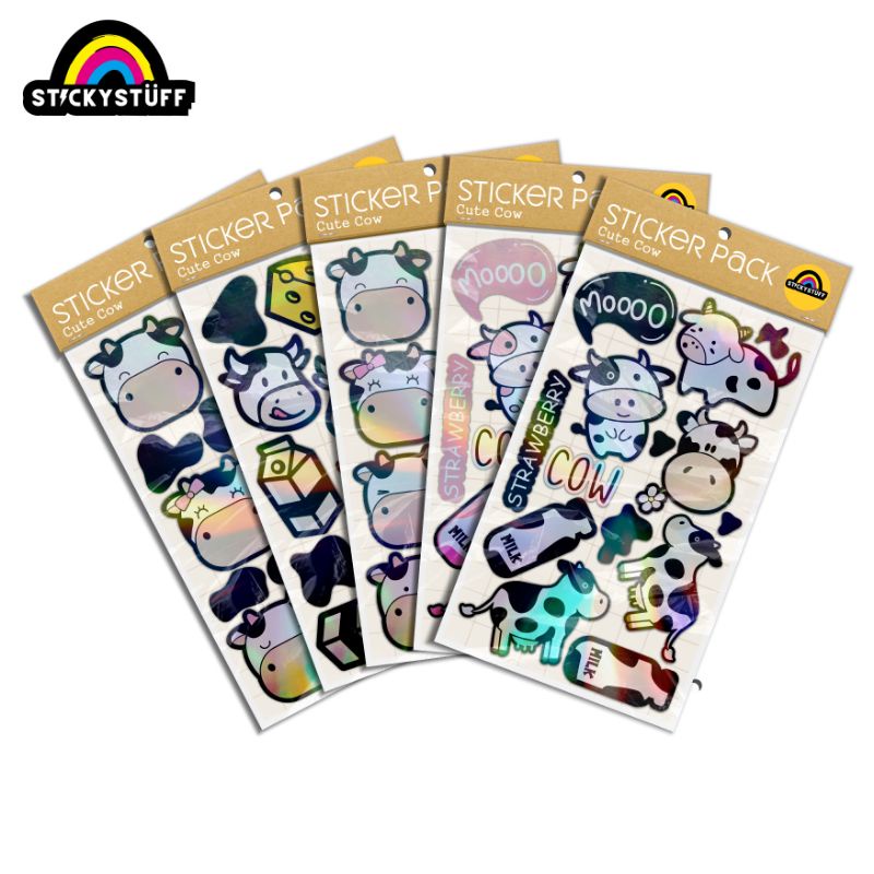 

Cute Cow Mini Sticker | Stiker Pack Hologram Corak Sapi | Stiker Vinyl Waterproof Dekorasi Case Handphone - Laptop - Helm