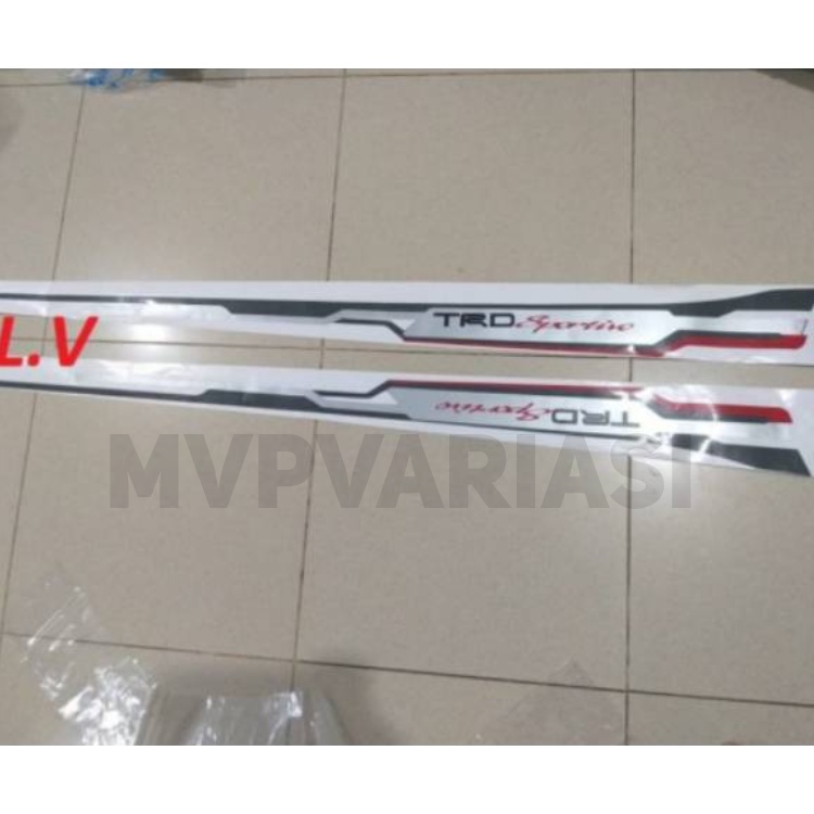 Stiker body samping TRD Sportivo A.N Yaris Agya Calya Avanza Xenia Etios Sirion hitam dan silver