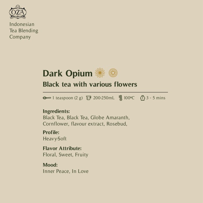 

teh-daun- oza tea - dark opium | black tea | 40 gram (20 cups) -daun-teh.