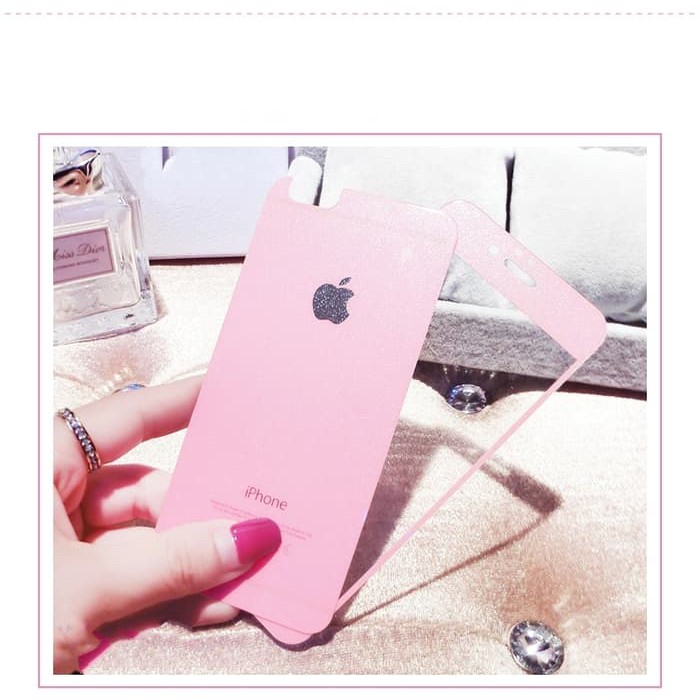 TEMPERED GLASS IPHONE 5 COLORFUL BABY PINK GLITTER IPHONE 5 TEMPERED GLASS WARNA