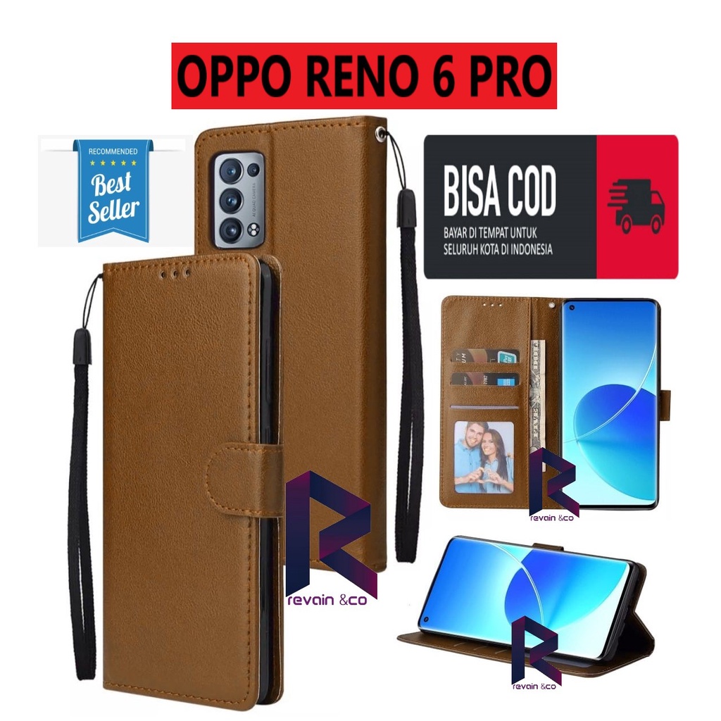 CASING NEW OPPO RENO 6 PRO FLIP WALLET LEATHER KULIT PREMIUM SARUNG BUKA TUTUP FLIP CASE OPPO RENO 6 PRO