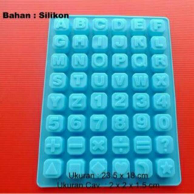 Cetakan coklat/ puding silikon  huruf dan angka blok kotak
