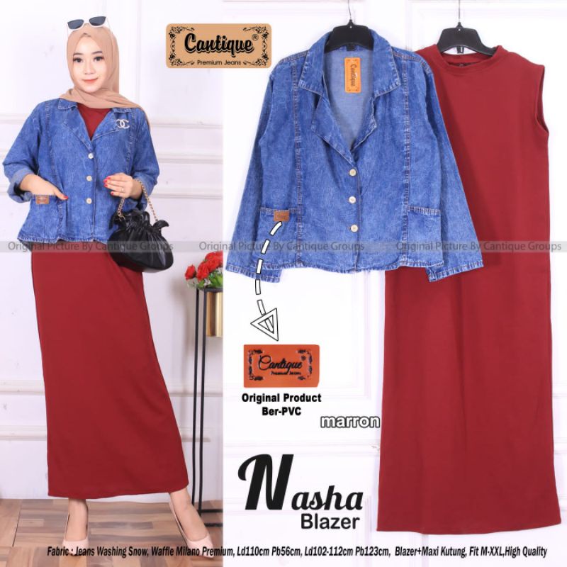 nasha blazer set jeans wash premium original Cantique