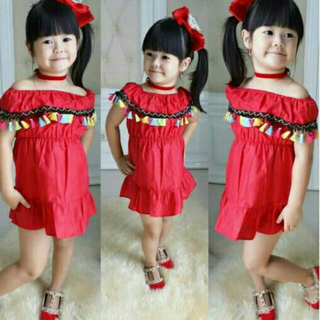 Dress Tassel Etnik / Dress Kondangan Anak / Gaun Pesta Anak
