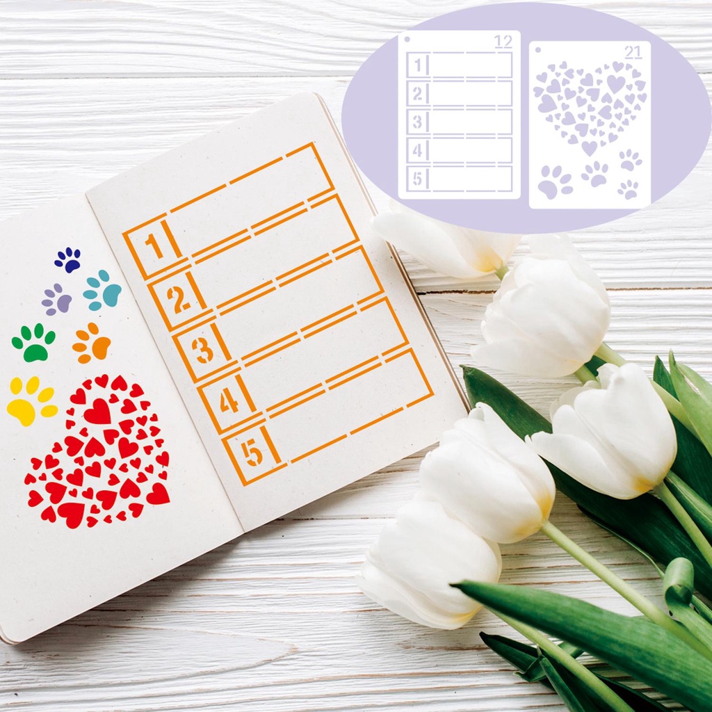 Stensil Jurnal Nanas Untuk Kalender DIY Log Lukisan Template Journal Stencil Set