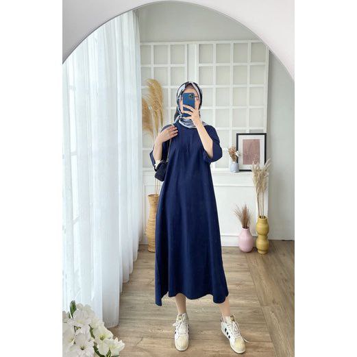 Jaya.Co Dress Mendy Cotton Combed Oversize Long Dress Katun Tunik Katun Basic Good quality