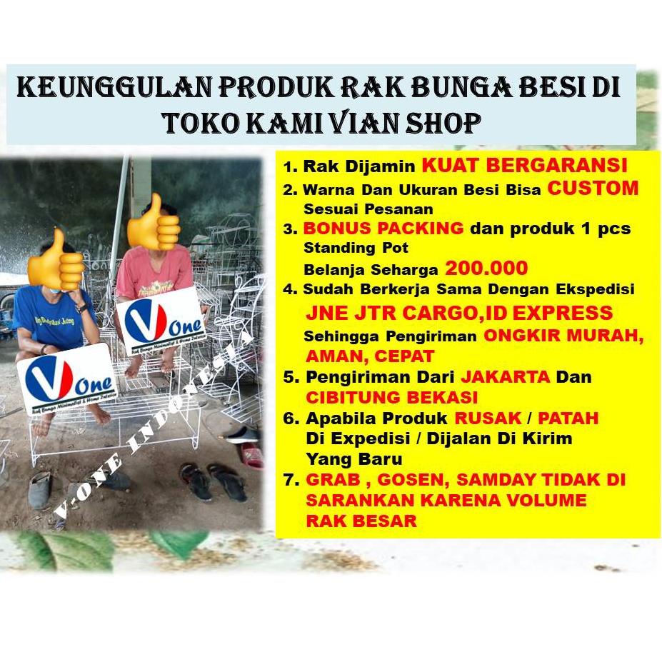 Rak Bunga Besi Susun 3 Minimalis Tanaman Hias Aglonema Bertingkat 20 Dudukan Kotak Bulat Bahan Beton