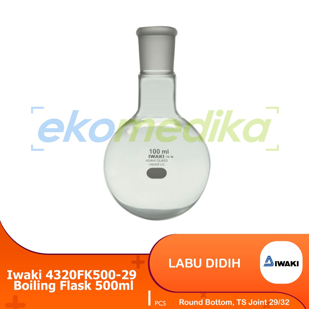 Jual Labu Didih IWAKI Boiling Flask Round Bottom 100ml 200ml 300ml