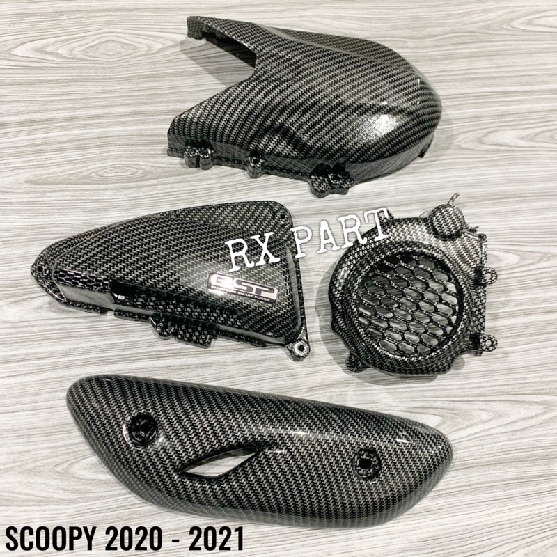 Cover/tutup knalpot + Cover kipas + Cover filter/tutup hawa + Cover Tutup CVT HONDA SCOOPY 2020 - 20