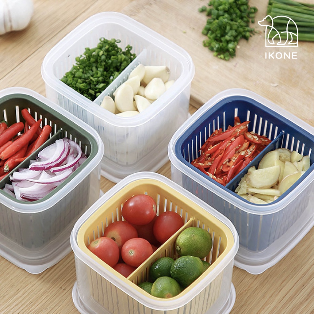 【IKONE】MAGO Food Organiser Strainer Kotak Makanan Jaring Anti Basah Murah Kontainer tempat saringan tempat buah tempat sayur Fridge Organizer