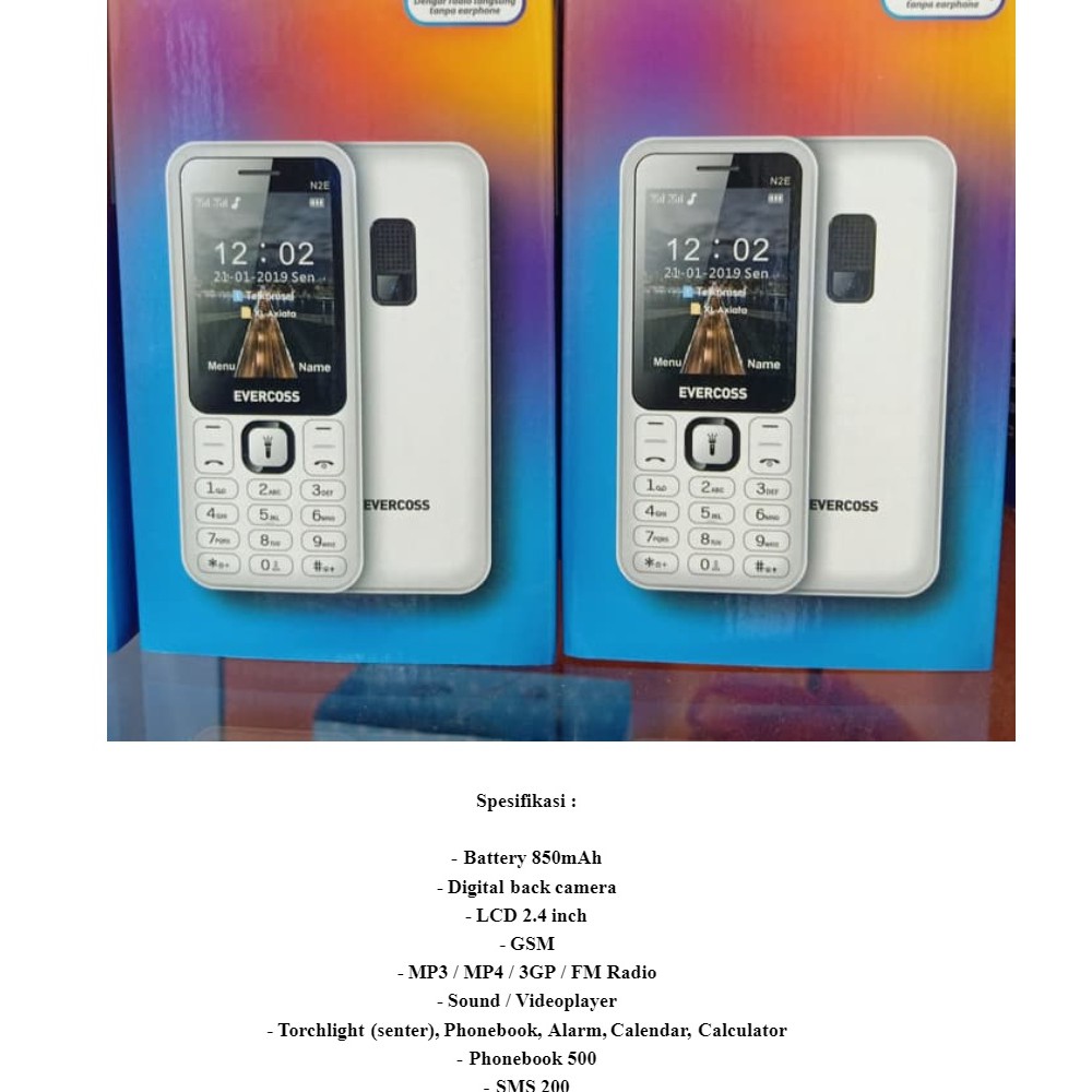 HP New Evercoss N2E Garansi Resmi 1tahuun handphone Baru LCD 2,4in