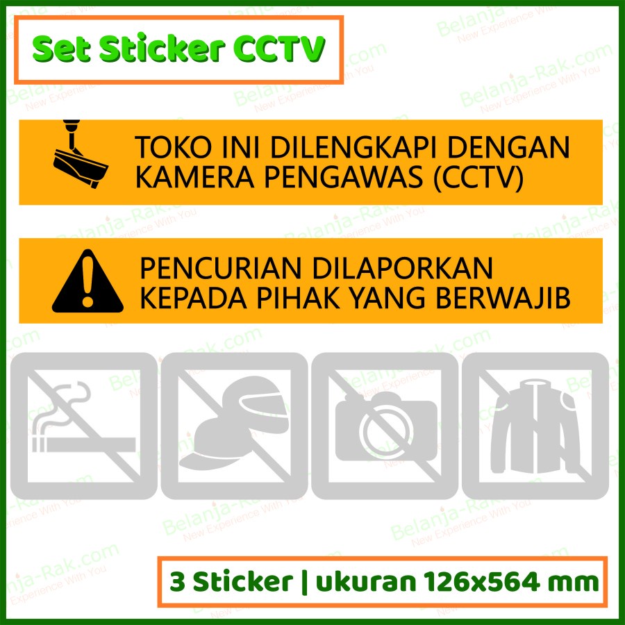 

SET STICKER CCTV STICKER VINYL 1 PACK ISI 3PCS