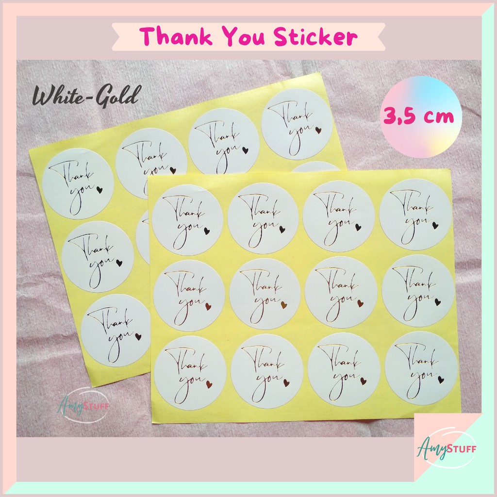 

Stiker Thank You 3,5 cm Putih (1 lembar/12 pcs) - Sticker Thankyou Terimakasih Olshop Aesthetic