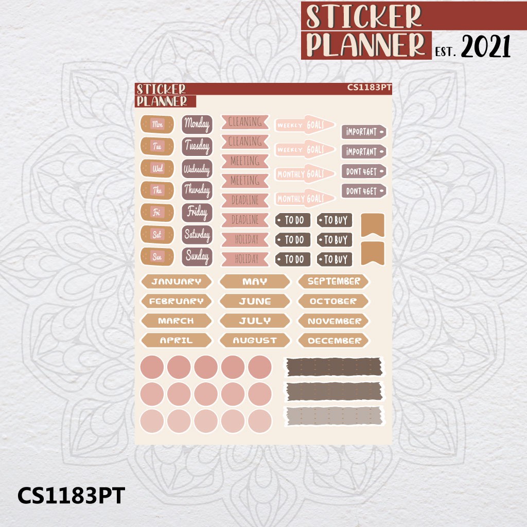 

Cute Style Word Monthly Sticker Planner | Sticker Sheet, Bujo, Hobonichi, Scrapbook, & Journal