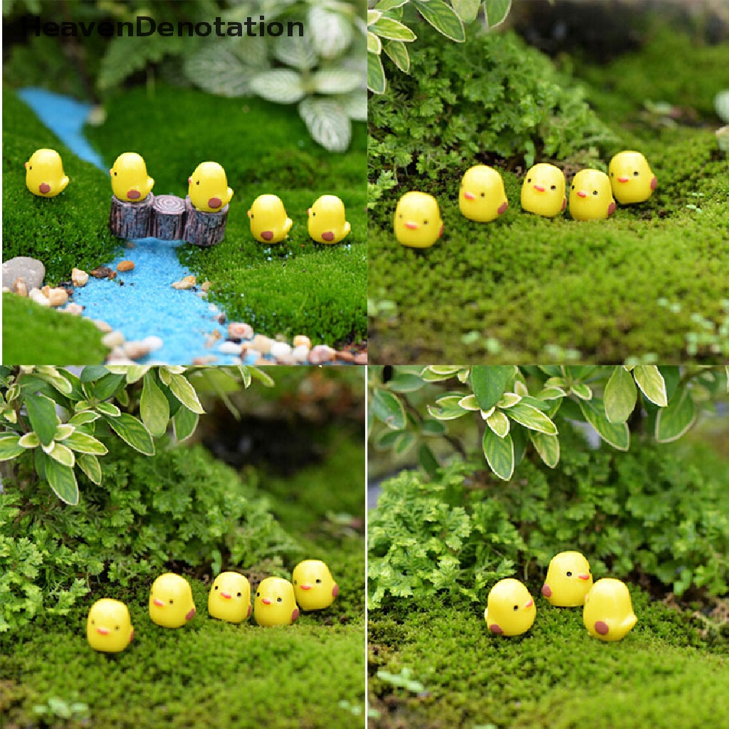 (Heavendenotation) 5pcs Miniatur Ayam Kuning Untuk Dekorasi Terarium / Rumah Boneka Diy