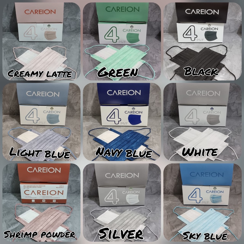 𝘈𝘉𝘎✰ Masker 4Ply Masker 3Ply Masker Earloop 3 PLY 4 PLY Medis Careion Premium Series Earloop Warna Warni Isi 50Pcs / Masker Medis 3PLY 4PLY 1002