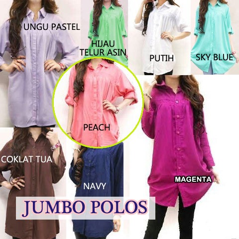  Kemeja  Wanita  Jumbo  Kerja Polos Bahan Katun Rayon Oversize 