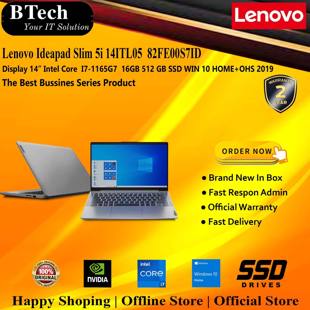 Lenovo Ideapad Slim 5i-14ITL05 82FE00S7ID I7-1165G7/16GB/512GB SSD/2Yr