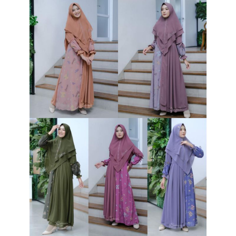 [MOHON TANYAKAN STOK SEBELUM ORDER] Aurel Elmira ORI by Bermerks Syari | Gamis Set Murah | Gamis Sya