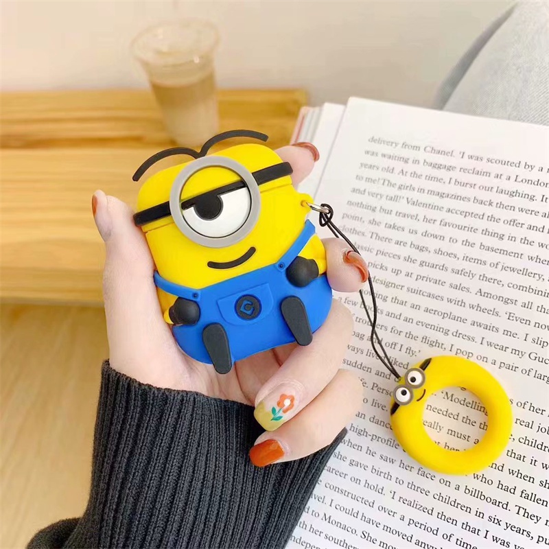 Case Pelindung Motif Kartun 3d Warna Kuning anti Jatuh Untuk iphone airpods 1 / 2 / 3 pro