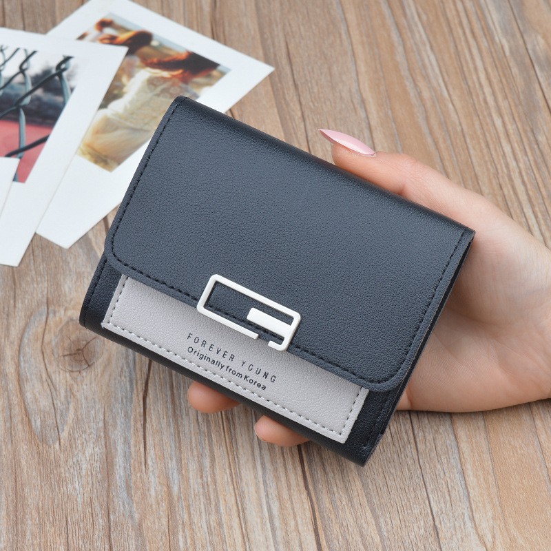 Dompet Wanita Forever Young Lipat Korea / Dompet Import Pendek / TV-6-Hitam