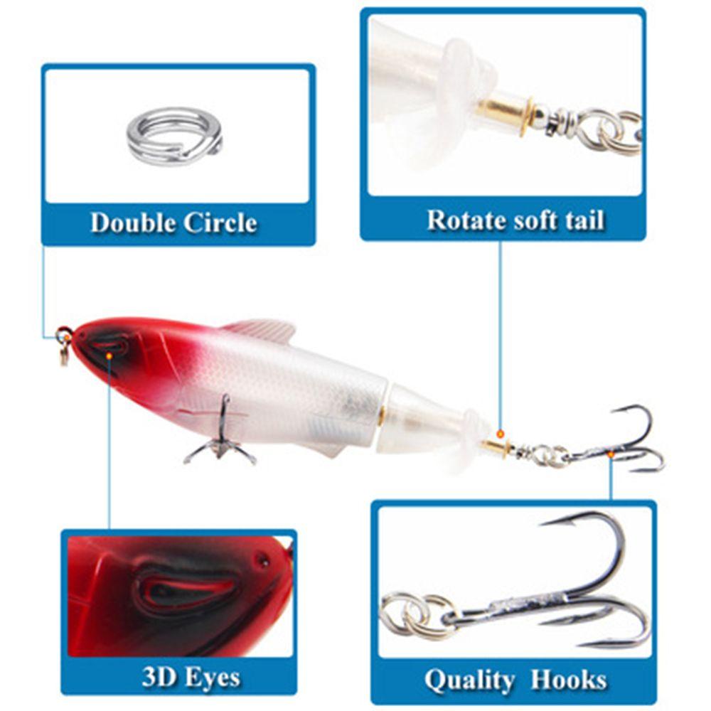 Top Fishing Lure Artificial Rotating Tail 2segment Topwater VMC Hooks