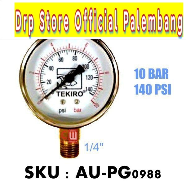 TEKIRO Pressure Gauge 2,5&quot;- Ukur Tekanan Angin Ban 4 - 6 - 10 - 16 Bar