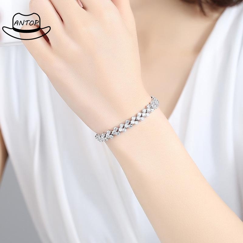 Gelang Titanium Bangle Anti Karat Gaya Roma Dengan Permata Kristal Berkilau Gelang Wanita Bracelet ANTOP