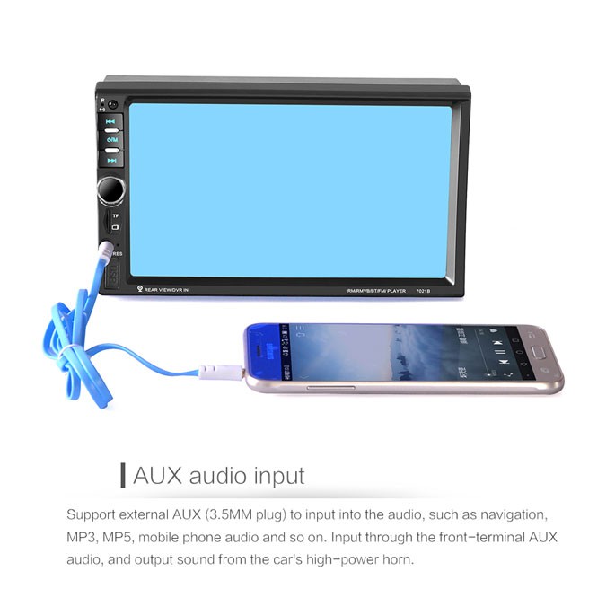 (BONUS CAMERA) DOUBLE DIN Audio Mobil MP5 Media Player Monitor LCD Touchscreen 7 Inch - Black