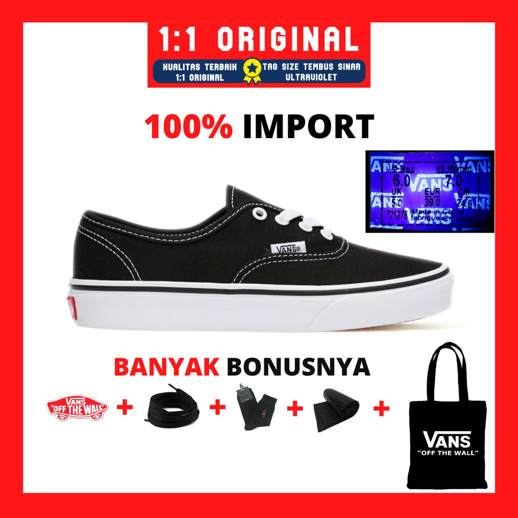 Vans Authentic Classic Black White / Sepatu Vans Authentic Hitam Putih