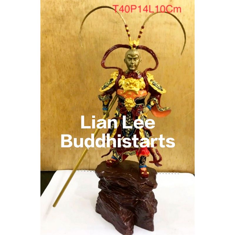 patung dewa kera sakti sunwukong logam tembaga 40 cm