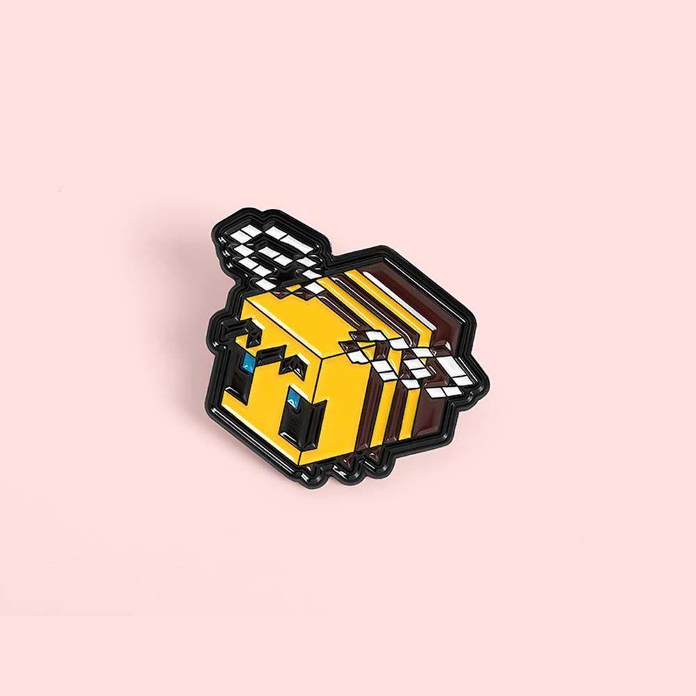 Lanfy Pixel Lebah Bros Lucu Kerah Bros Aksesoris Perhiasan Lebah Kuning Duniaku Lencana Pin Enamel Pin