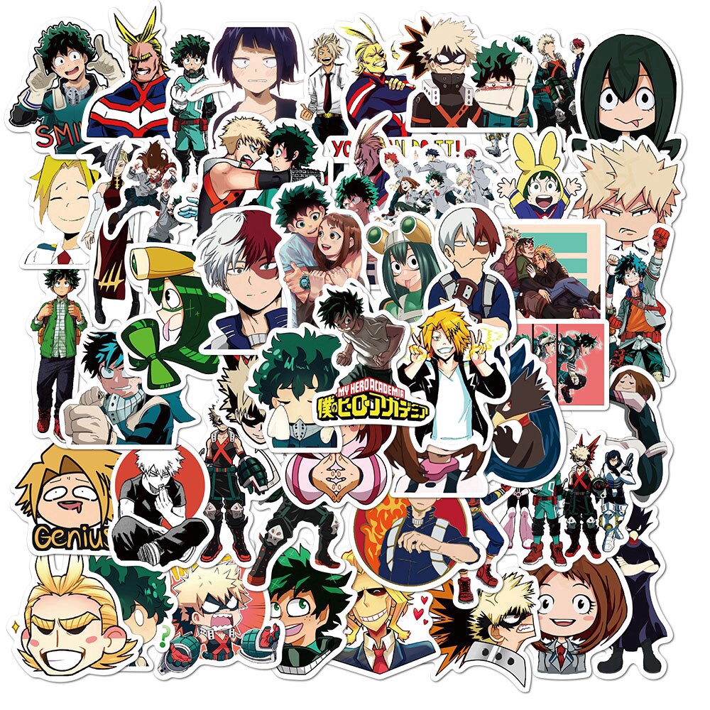 50Pcs/pack My Hero Academia Anime Stickers For Motorcycle Skateboard Laptop Luggage Car Fridge  DIY Vinyl Sticker