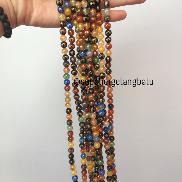 8mm multicolour om mani padme hum tibet renceng batu alam onyx buddha bahan gelang kalung doa vihara