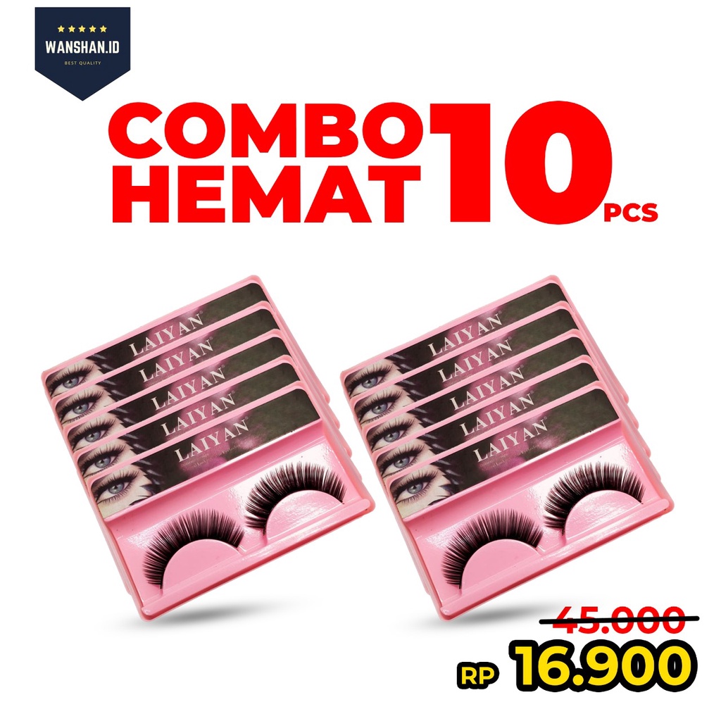 [WS] COMBO HEMAT 10PCS BULU MATA PALSU /EYELASH EXTENSION/ LAIYAN EYELASHES NATURAL HAIR