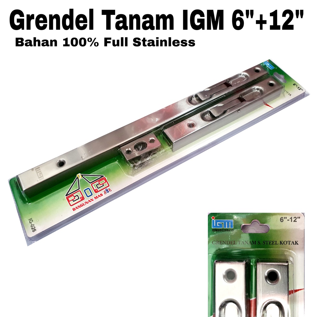 GRENDEL TANAM IGM STAINLESS ASLI - SELOT TANAM SOLIGEN - SELOT PINTU TANAM-GRENDEL TANAM