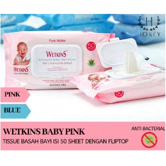 tisu basah baby wetkins fliptop biru dan pink 50's