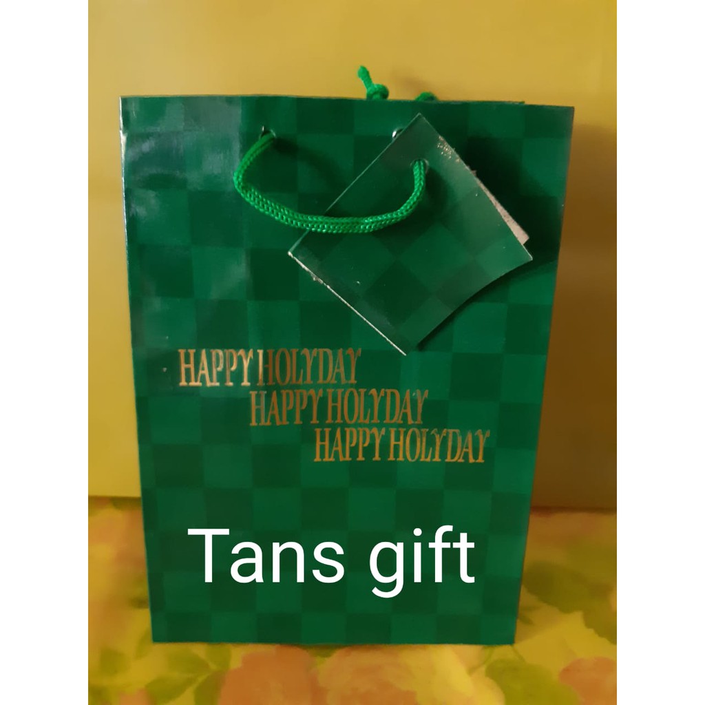 

Paper Bag Cute Printing kotak-kotak Hijau "Happy Holiday