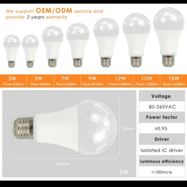 LAMPU LED BULB 9W 9 WATT W E27 SUPER TERANG GARANSI 1 TAHUN SURYA VEGA