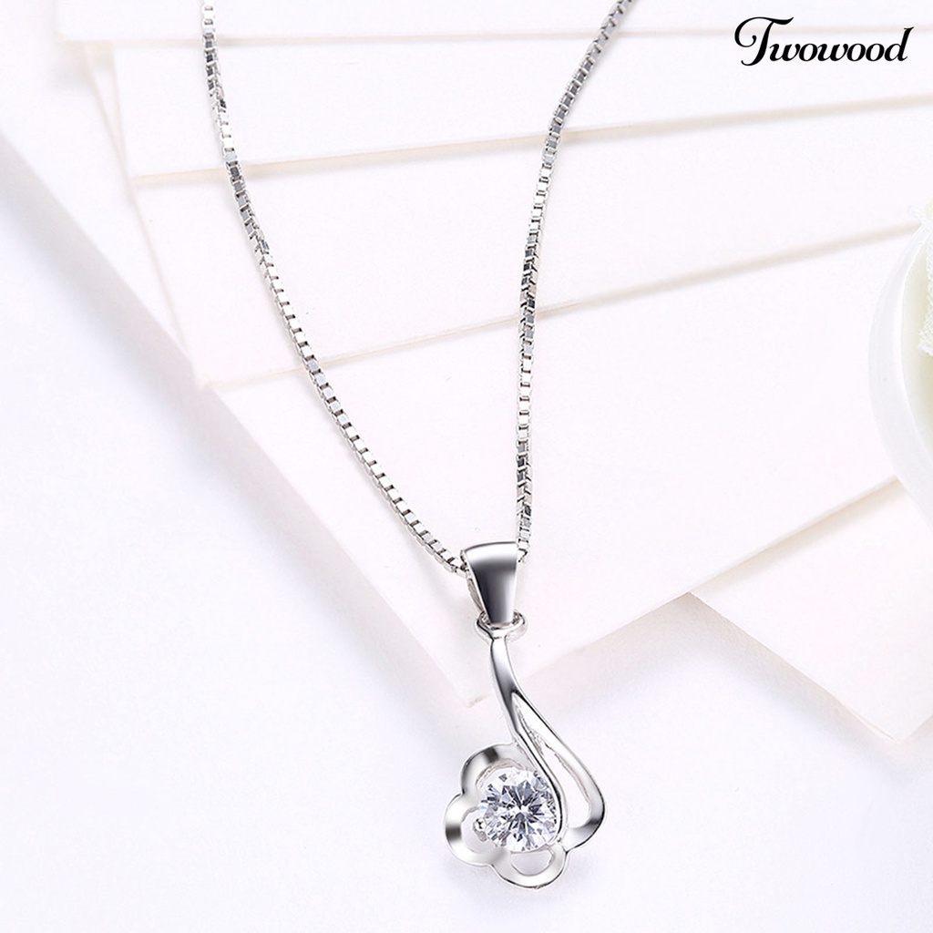Twowood SILVERHOO 925 Silver Cute Women Necklace Flower Circle Cubic Zirconia Pendant Necklace for Party