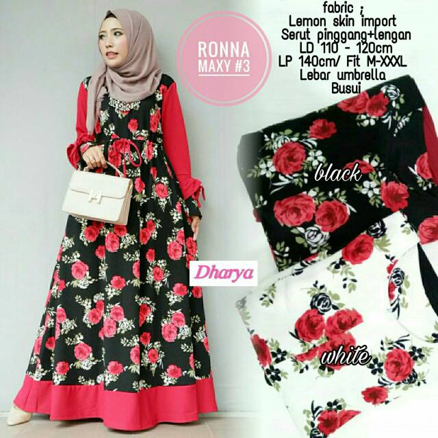 Baju gamis muslim wanita dewasa motif bunga. Long dress muslim good quality