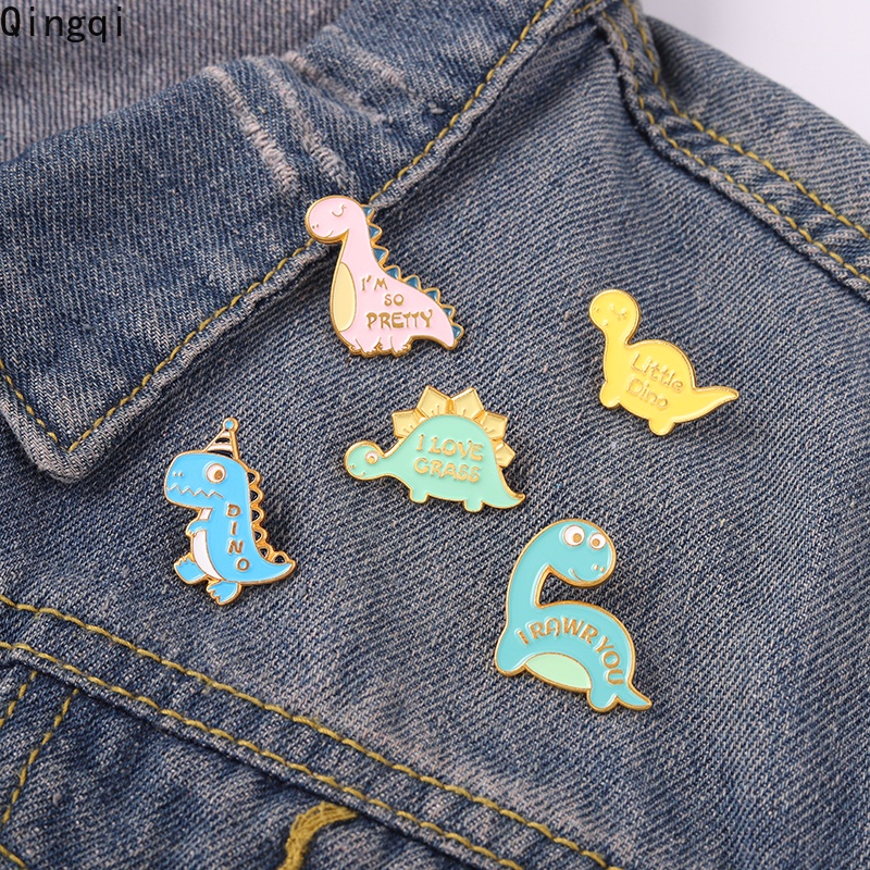 Bros Pin Enamel Desain Kartun Dinosaurus Dialog Untuk Anak