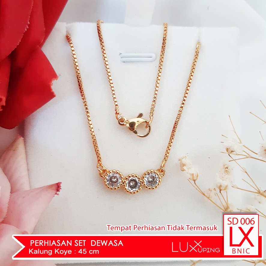 SD 006 Perhiasan Set Wanita Dewasa Kalung Anting Perhiasan Emas Imitasi Murah Kalung Set Liontin Soliter Mata Satu Tidak Termasuk Kotak Display PerhiasanLuxx Xuping Set