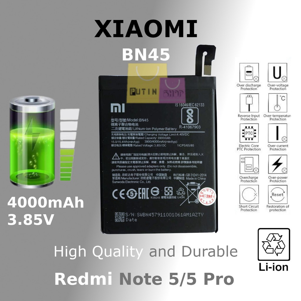 (P) Batre baterai battery original Xiaomi redmi Note 5/ note 5 pro / BN45