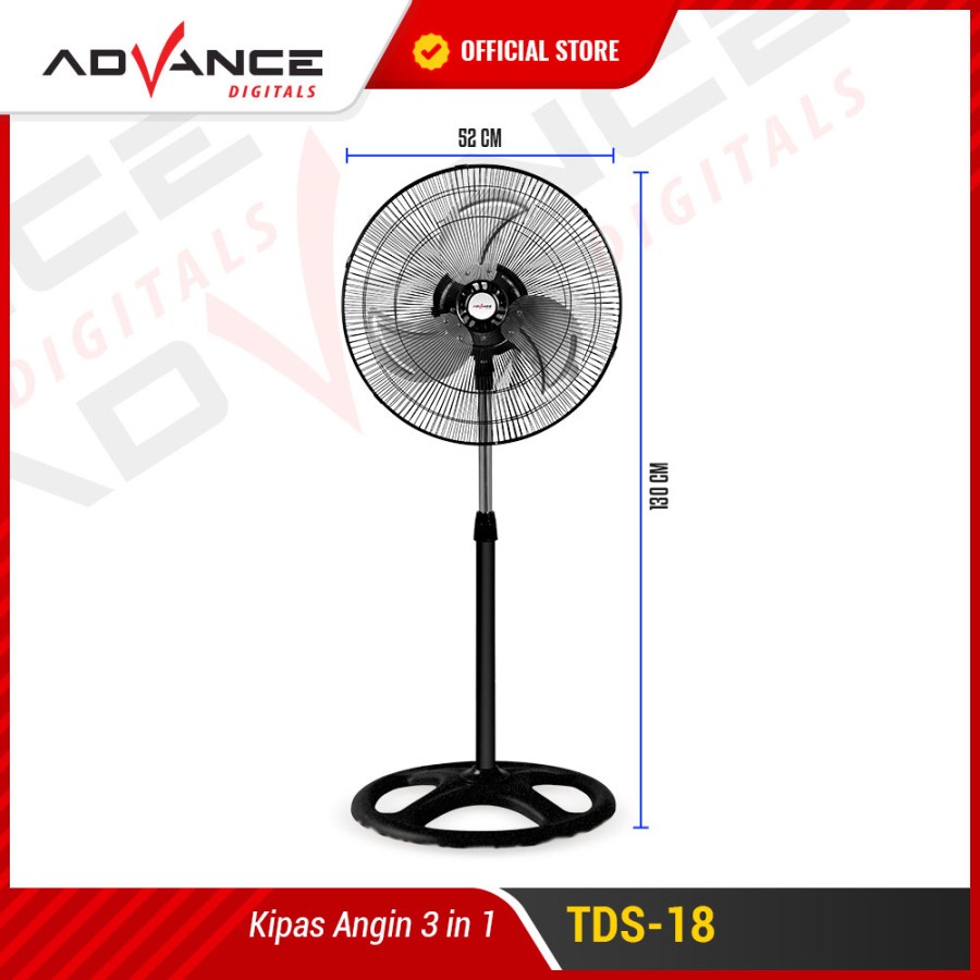 Kipas Angin Tornado ADVANCE TDS-18 angin kencang 18inci 3in1 besi