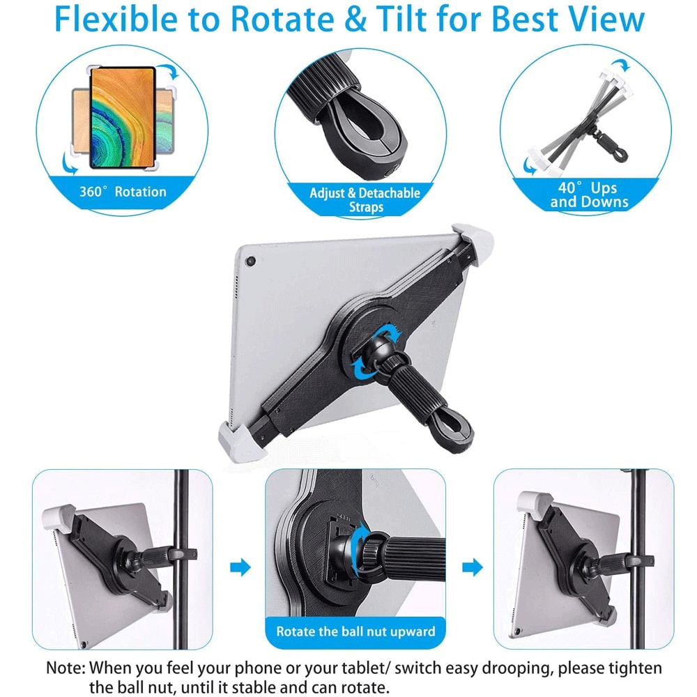 Fleksibel Tablet Treadmill Stand Mount Holder In-door Spinning Bike dengan Handlebar Holder untuk iPad 9.5-14.5 inch Tablet PC Holder