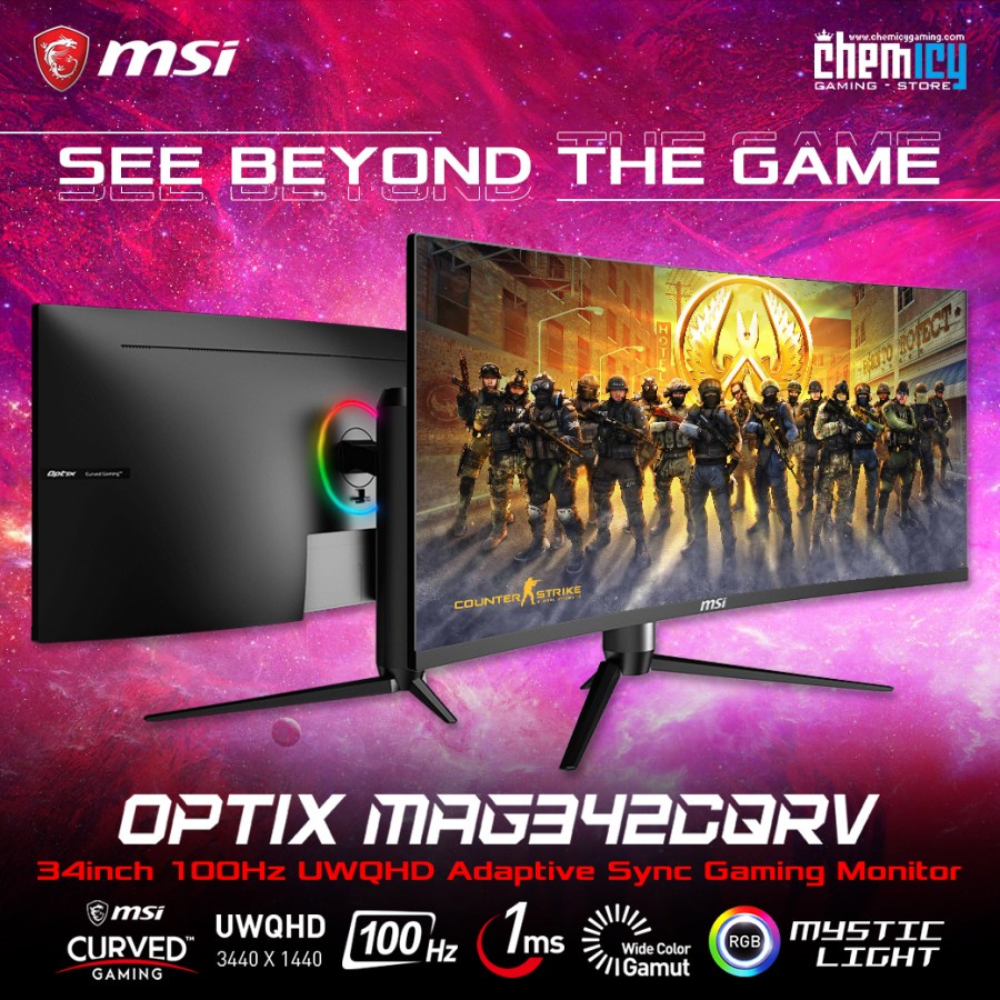 MSI Optix MAG342CQRV 34inch 100Hz UWQHD Adaptive Sync Gaming Monitor