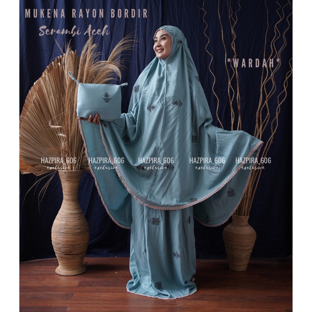 MUKENA DEWASA KATUN RAYON BORDIR SERAMBI ACEH JUMBO