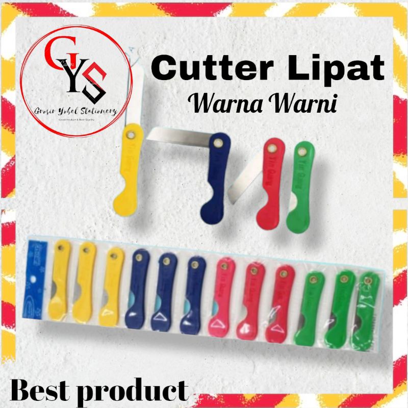 

Cutter Renteng Lipat Gagang Plastik(12 pcs)/ Pemes/Silet warna warni